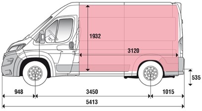 Довжина багажнику Fiat Ducato Furgone Lastrato L2H2 MY2025