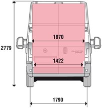 ширина багажнику Fiat Ducato Maxi Furgone Lastrato L4H3